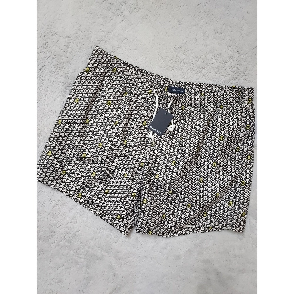 NEW Collars Co Board Shorts Mens 3XL High Voltage Skull Crossbones Black Lined